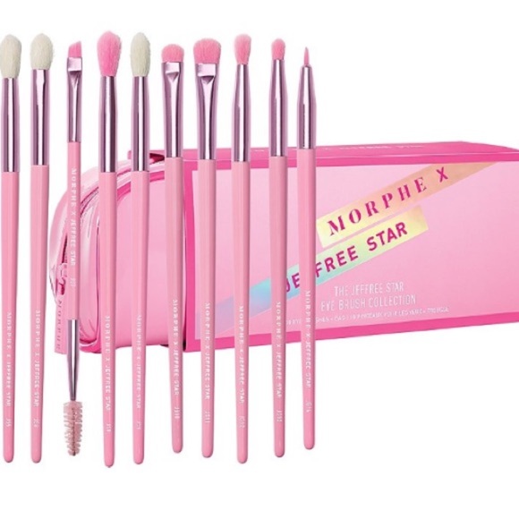 NIB MORPHE X JEFFREE STAR - 10Pcs Eye Brush Collection Set in Pink - Picture 1 of 8